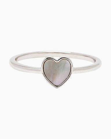 Pura Vida Silver Heart Mother of Pearl Ring Size 9
