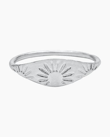 Pura Vida Engraved Sun Ring in Silver - Size 7