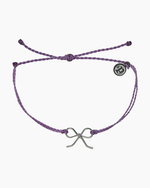 Pura Vida Silver Bow Charm Bracelet in Light Purple