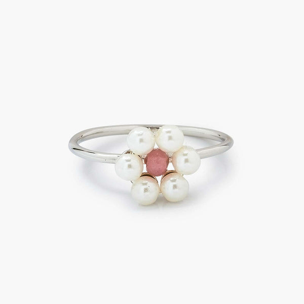 Pura Vida Bitty Pearl Flower Ring - Size 6