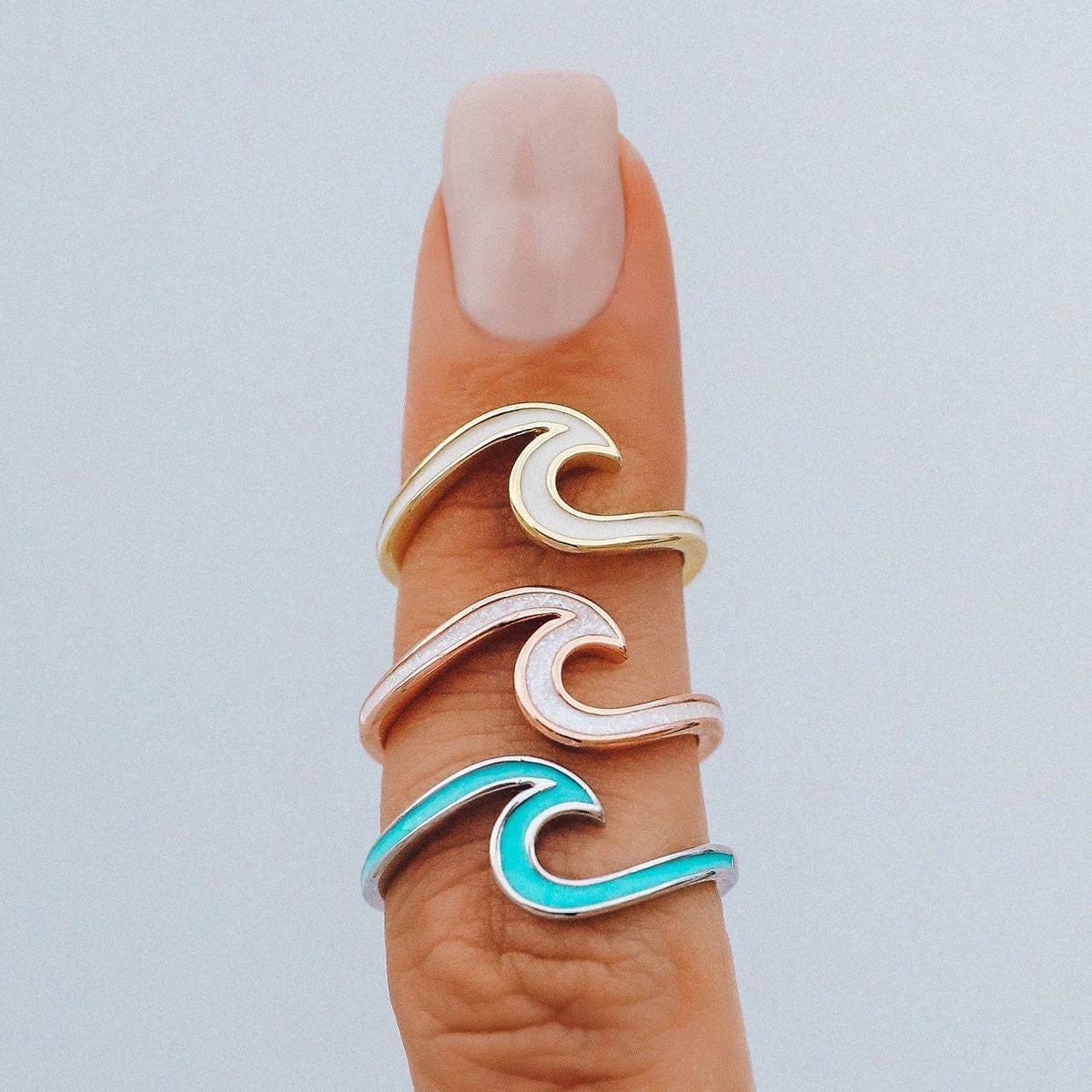 Pura Vida Enamel Wave Ring - Gold - Size 9