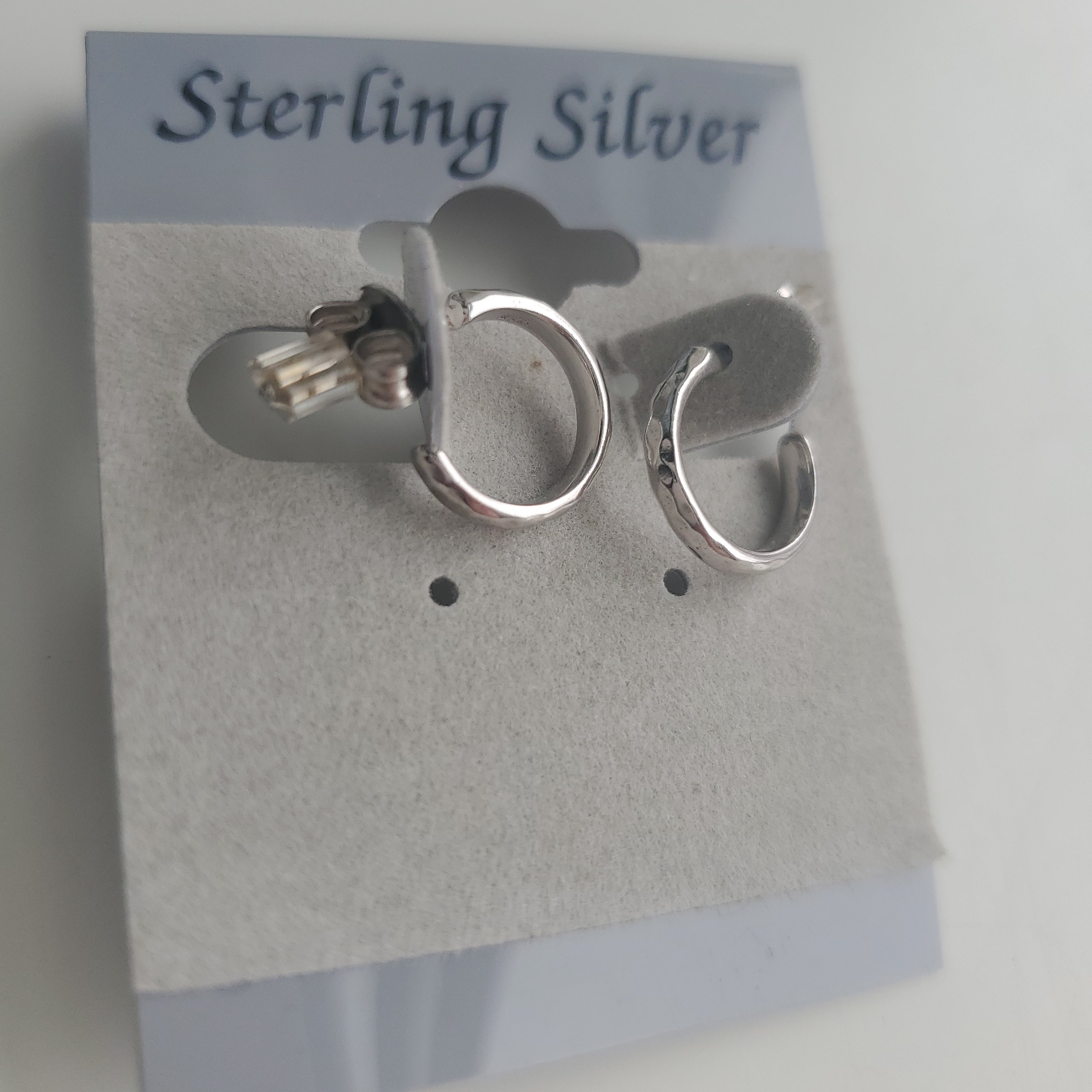 Sterling Silver Hammered Small Hoop