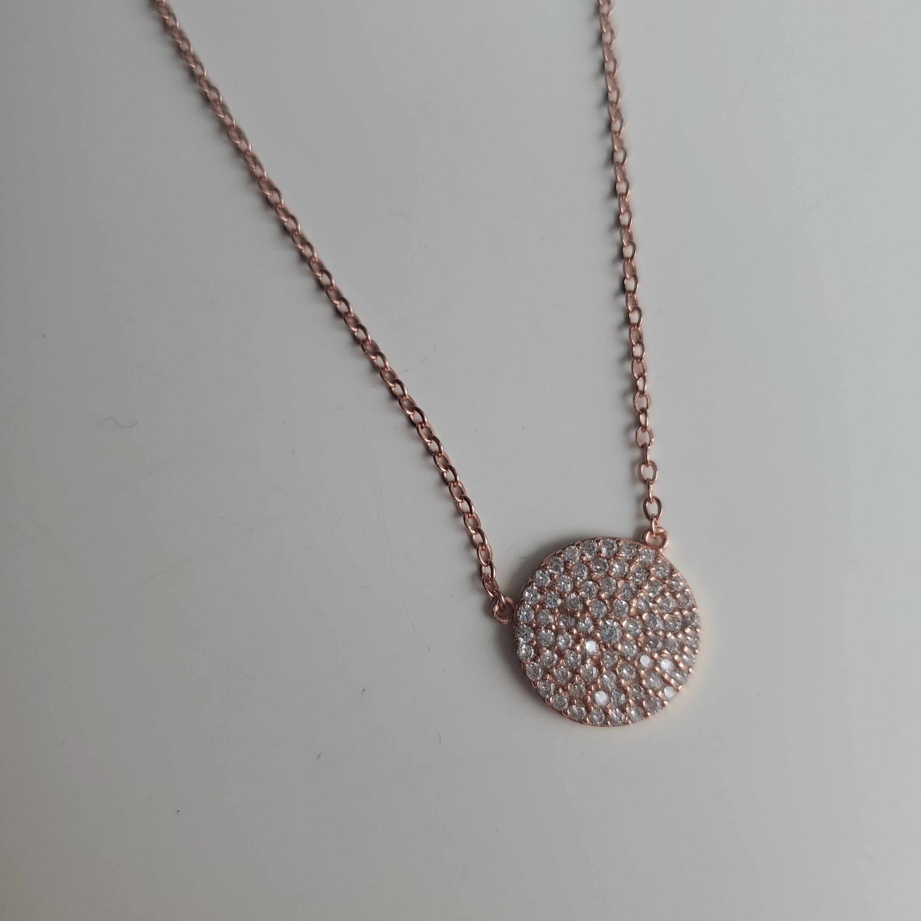 Rose Gold Sparkle Circle Pendent