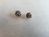 Sterling Silver Oxidized Ball Studs with Hearts