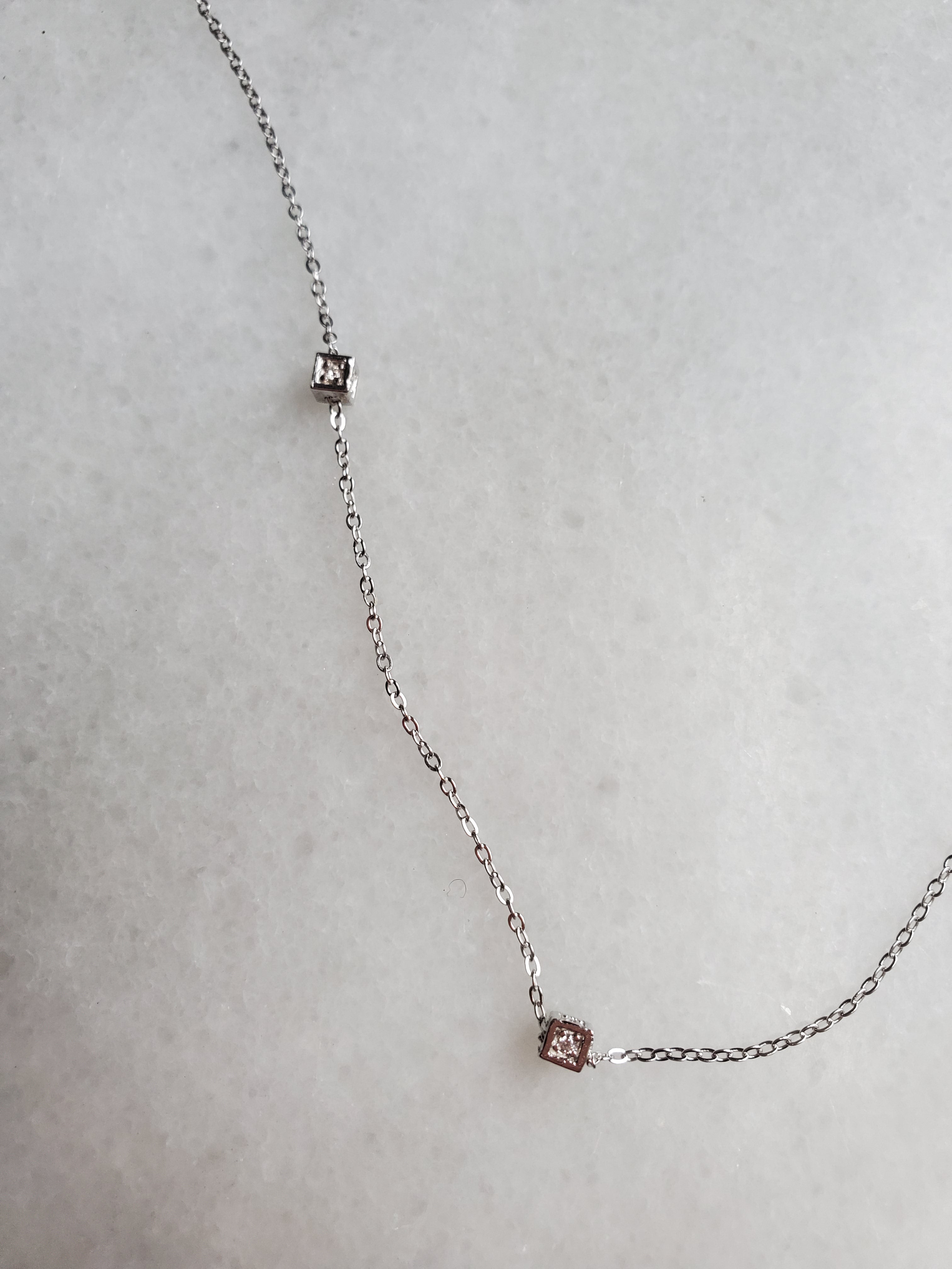 Sterling Silver Cube Necklace