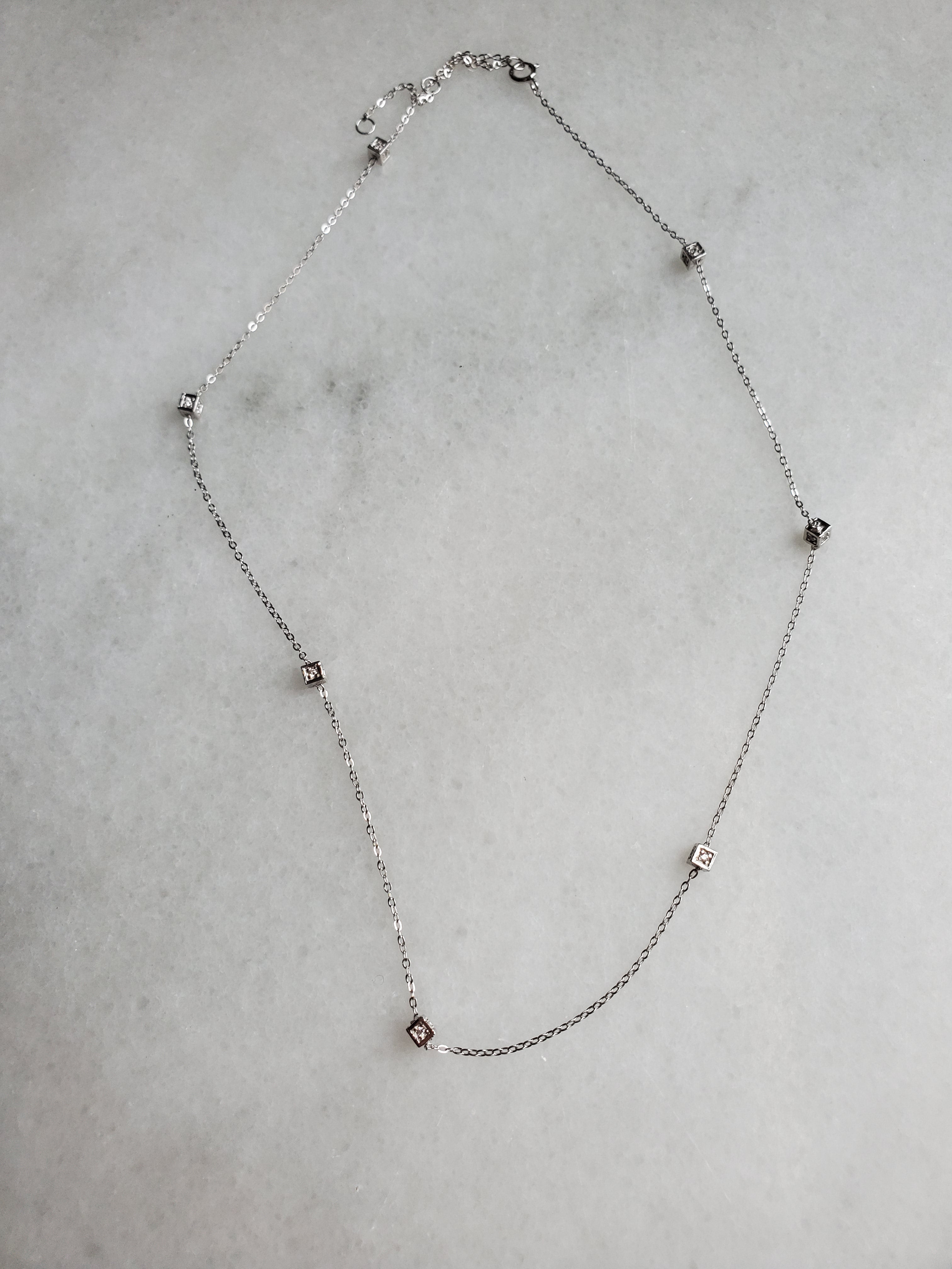 Sterling Silver Cube Necklace