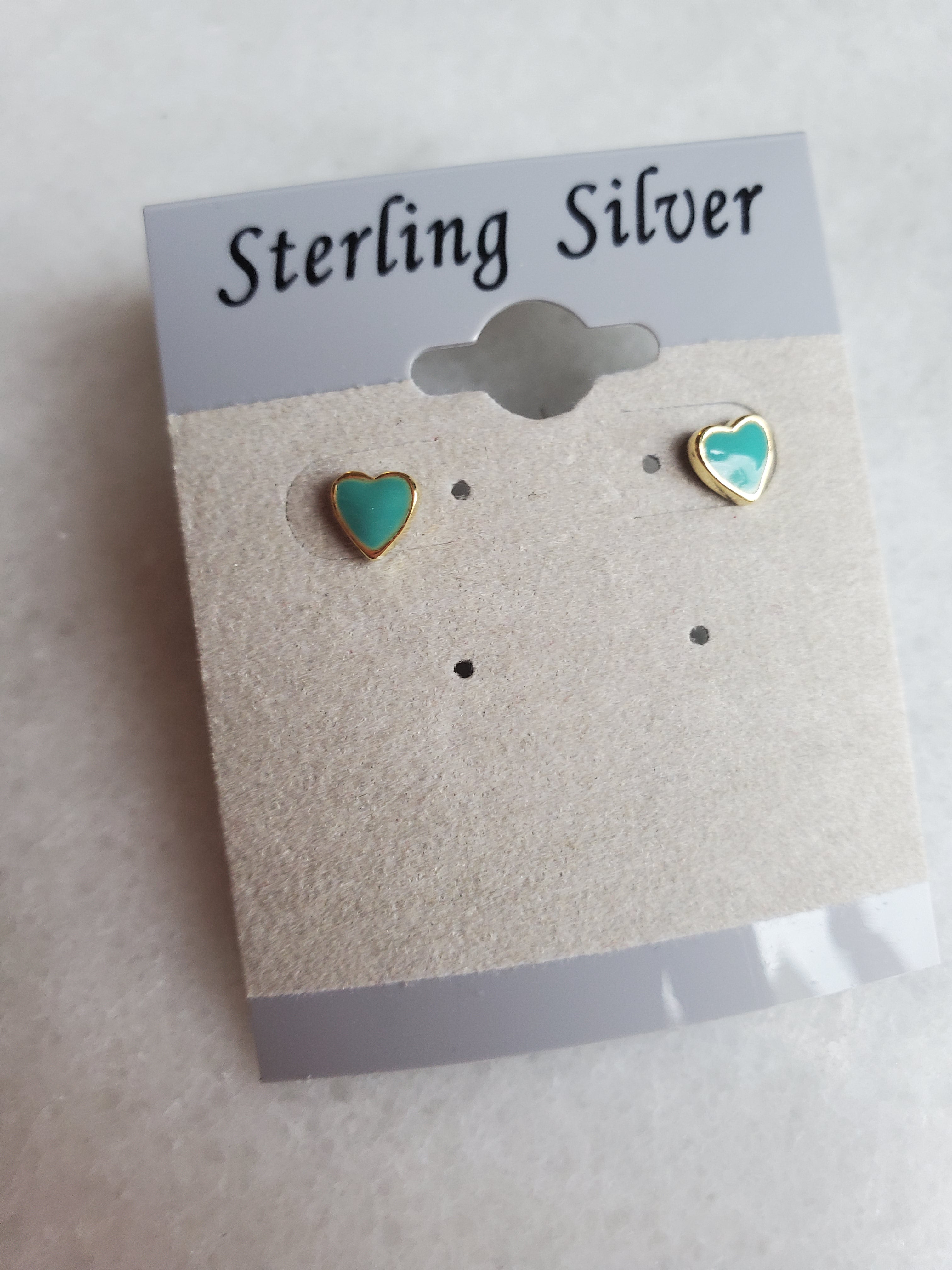 Small Gold Hearts -Teal