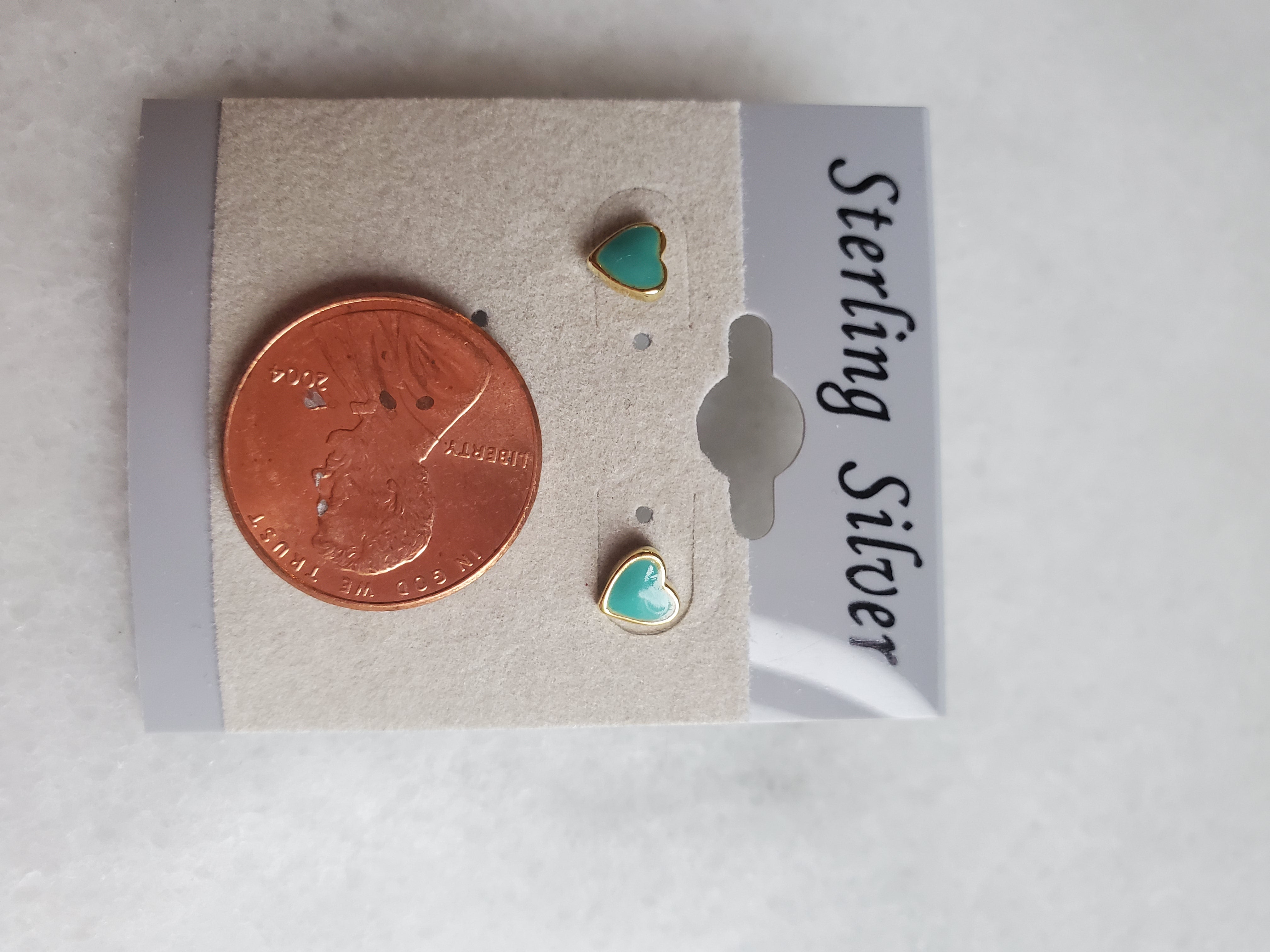 Small Gold Hearts -Teal