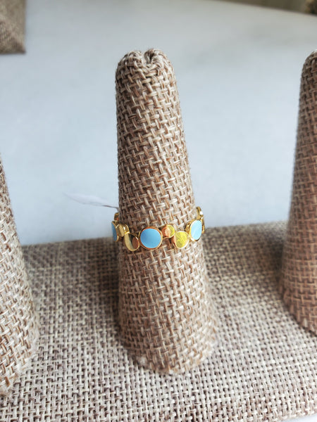Gold & Blue Bubble Ring - Size 8