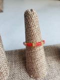 Gold & Red Enamel Ring - Size 7