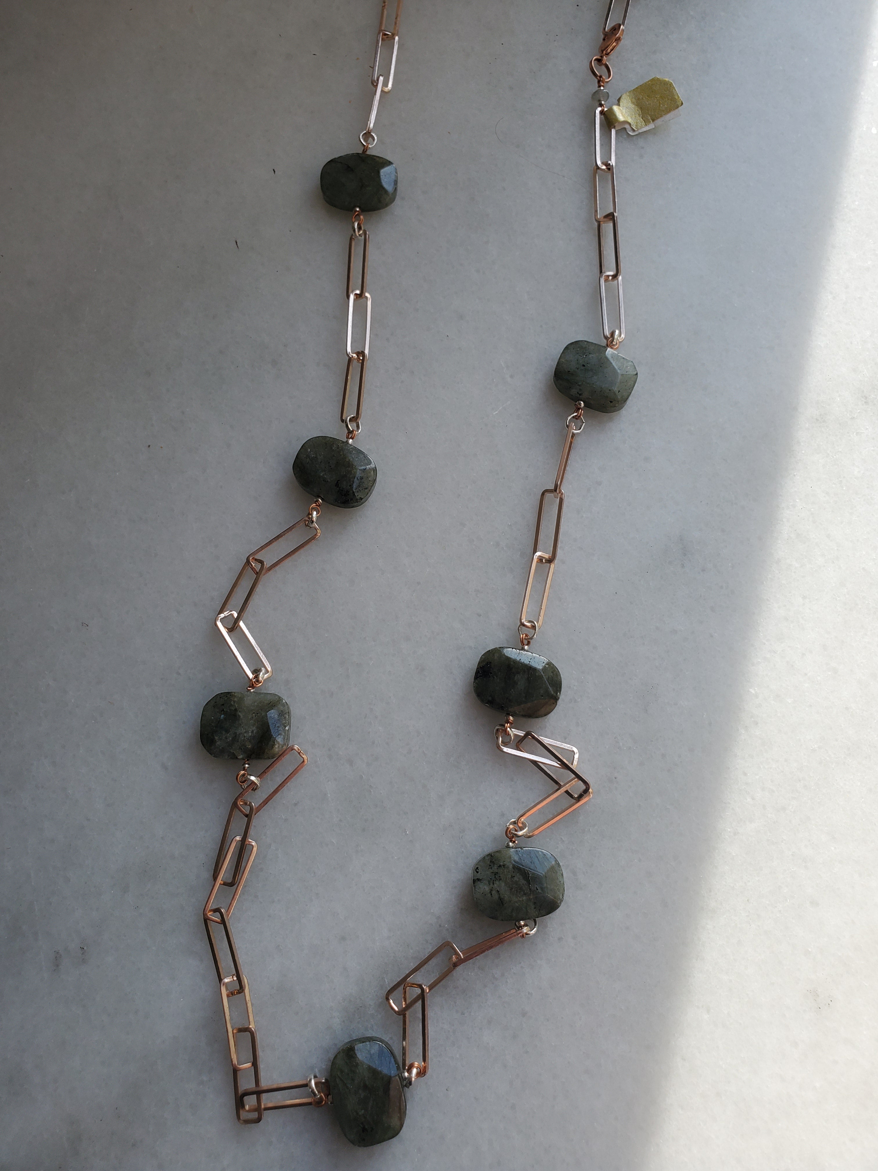 Labradorite Paperclip Chain Necklace