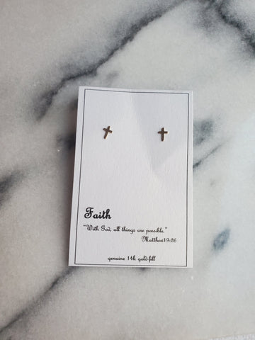 Sterling Silver Gold Fill Stud - Cross