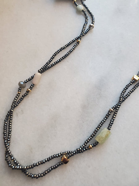 Velatti Hematite & Mixed Semi Precious Stone Necklace