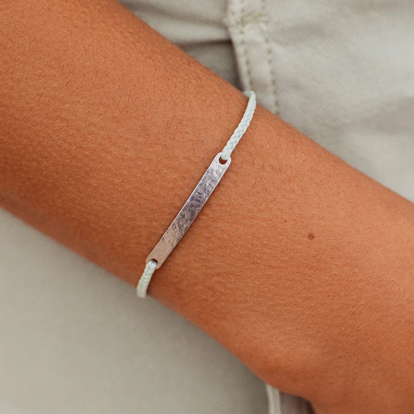 Pura Vida Hammered Bar Charm Bracelet in Winterfresh