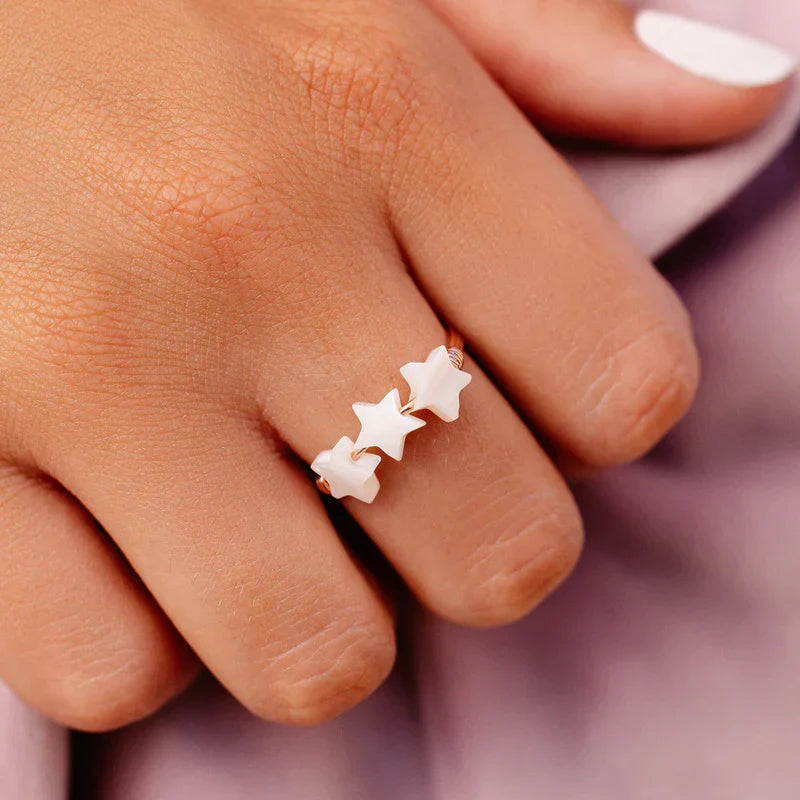 Pura Vida Pearlized 3 Star Ring - Size 7
