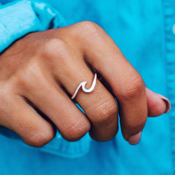 Pura Vida Enamel Wave Ring in Rose Gold - Size 9