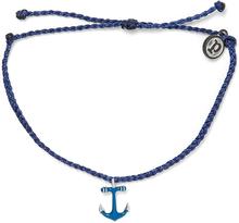 Pura Vida Silver Anchors Away Bracelet in Indigo With Blue Anchor