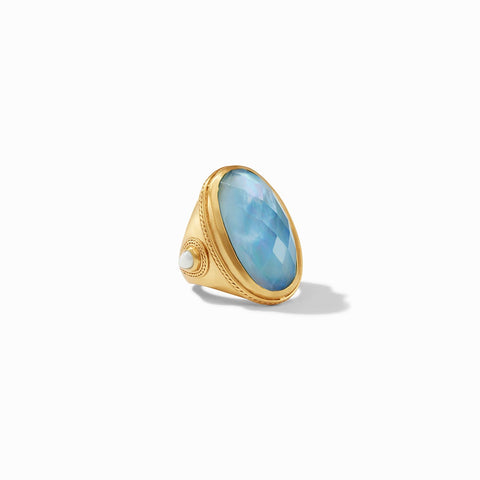 Julie Vos Casis Statement Ring Iridescent Chalcedony Blue - Size 7