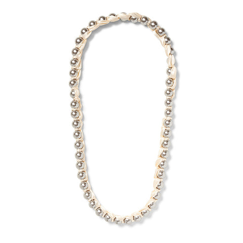 Catherine Canino Grey Pearl and Satin Necklace