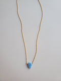 Small Light Blue Hamsa Gold Necklace