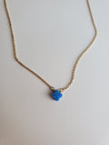 Small Blue Clover Gold Necklace