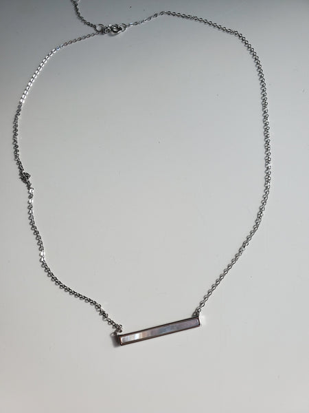 Sterling Silver Mother of Pearl Bar Necklace