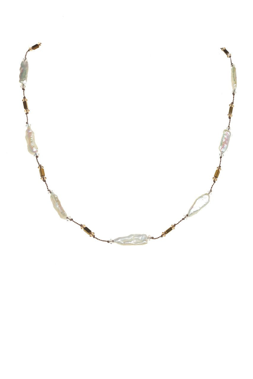Margot Morrison White Biwa Pearl Short Necklace