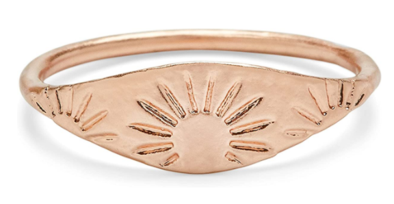 Pura Vida Engraved Sun Ring Rose Gold - Size 6