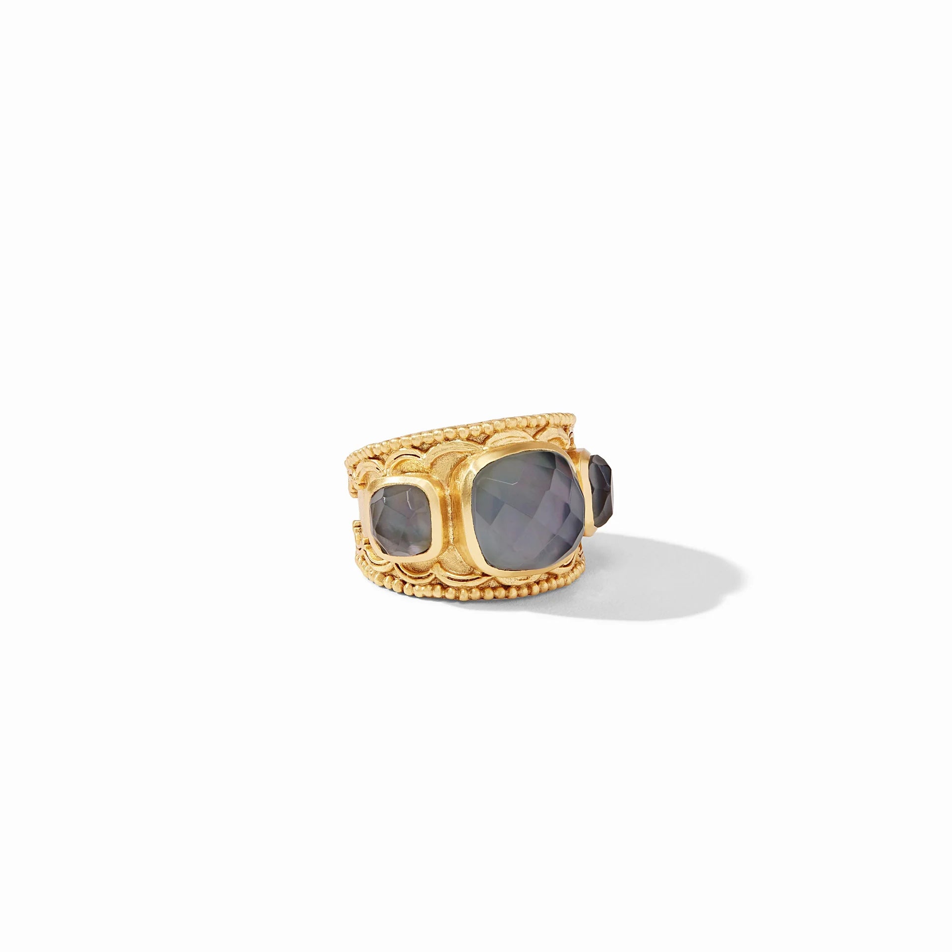 Julie Vos Trieste Statement Ring in Iridescent Charcoal Blue - Size 8