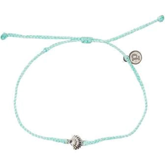 Pura Vida Scallop Charm Silver Anklet in Seafoam