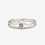 Pura Vida Silver Opal Wave Ring Size 9