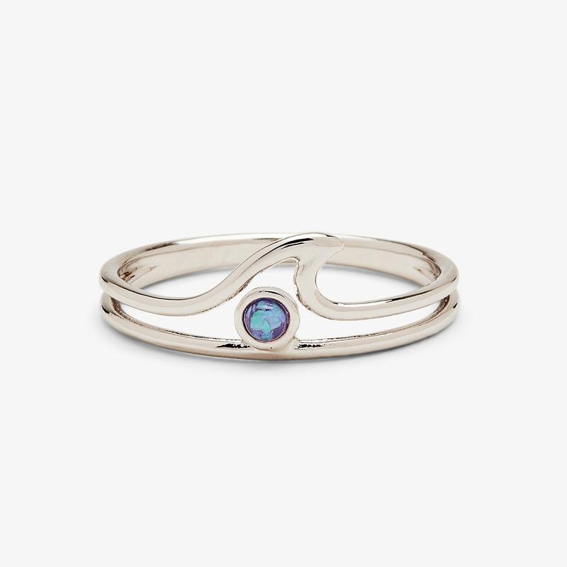 Pura Vida Silver Opal Wave Ring Size 5