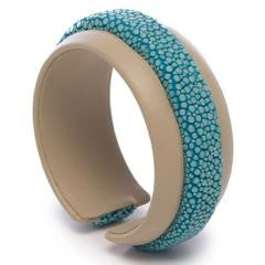 Turquoise & Beige Shagreen Cuff